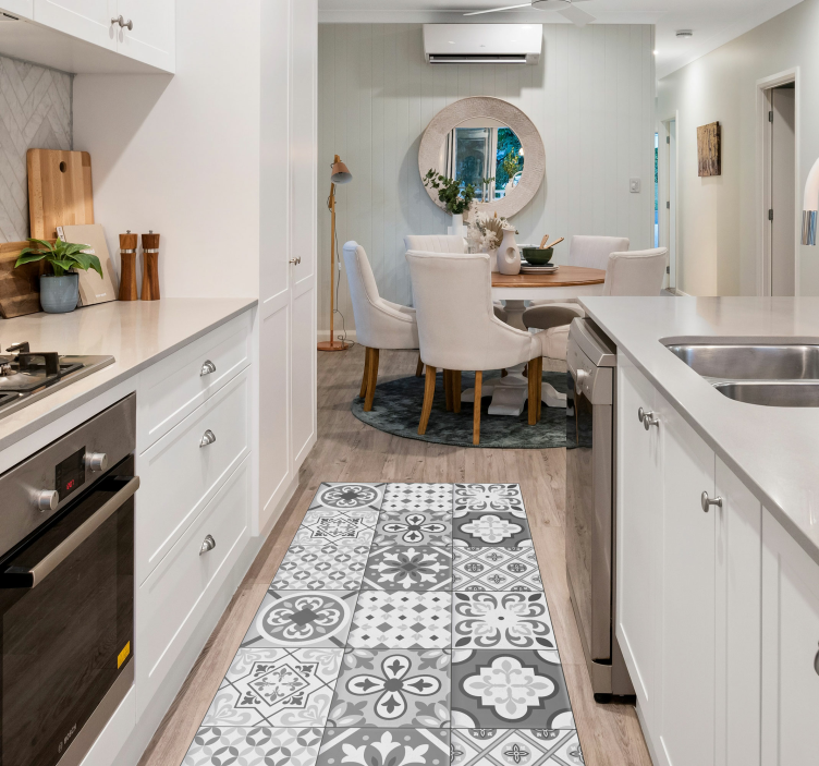 Hidraulic 타일 효과 회색 색상 타일 카펫 - TenStickers