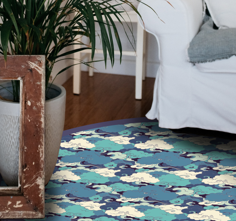 일본 파도 및 구름 비닐 러그 - TenStickers