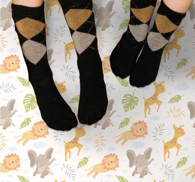 어린 이용 비닐 카펫 사랑스러운 사파리 동물들 - TenStickers