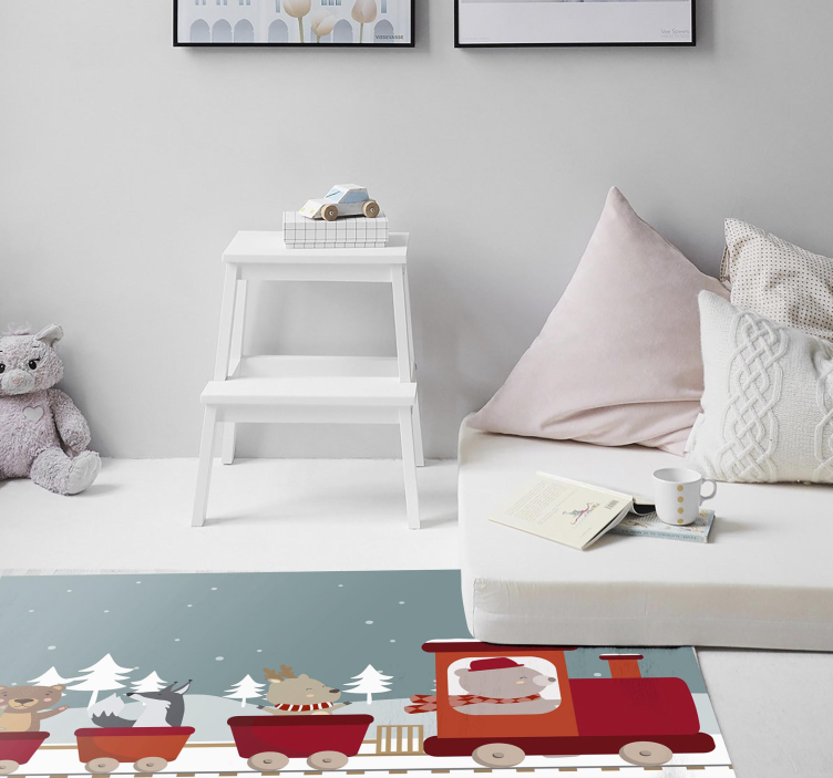 어린 이용 비닐 카펫 동물 기차 모험 - TenStickers