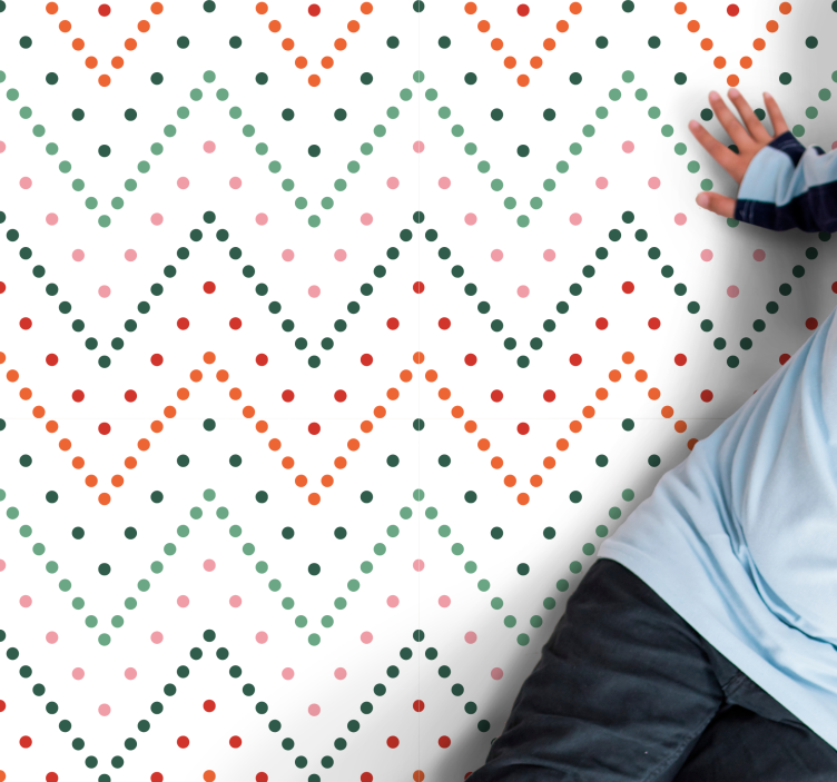 어린 이용 비닐 카펫 다채로운 지그재그 패턴 - TenStickers