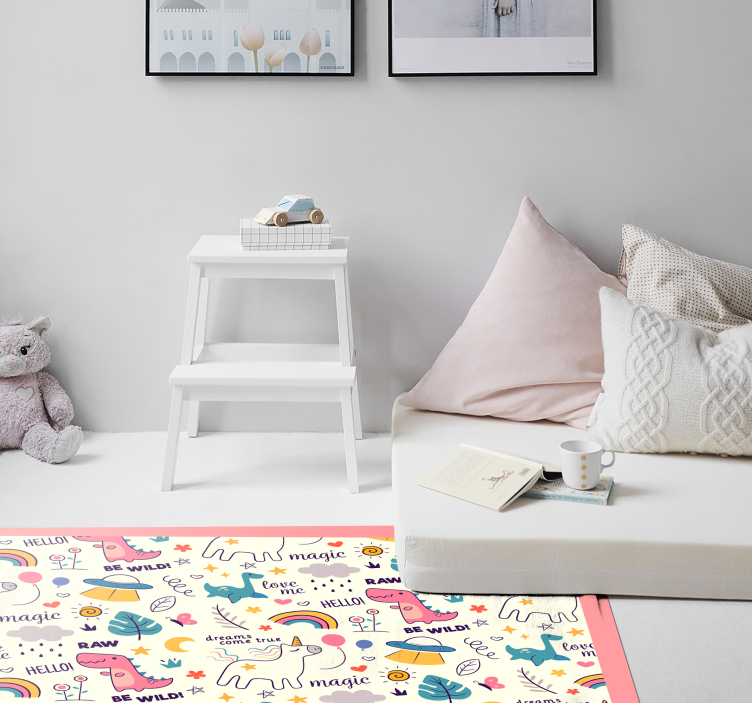 어린 이용 비닐 카펫 다채로운 공룡 테마 - TenStickers