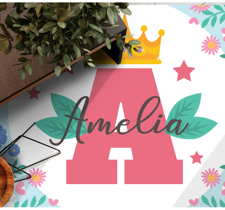 어린 이용 비닐 카펫 왕관 이니셜과 이름 - TenStickers