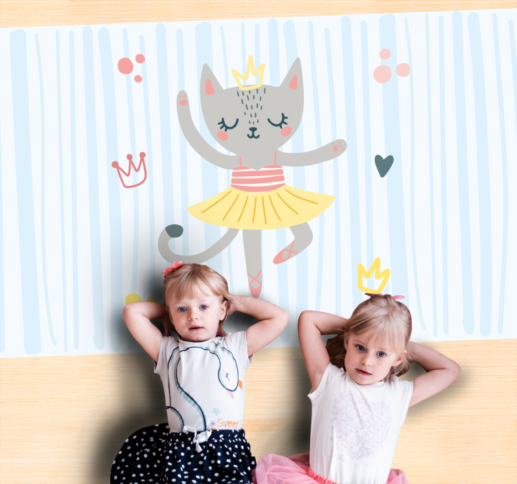 어린 이용 비닐 카펫 춤추는 고양이 일러스트 - TenStickers