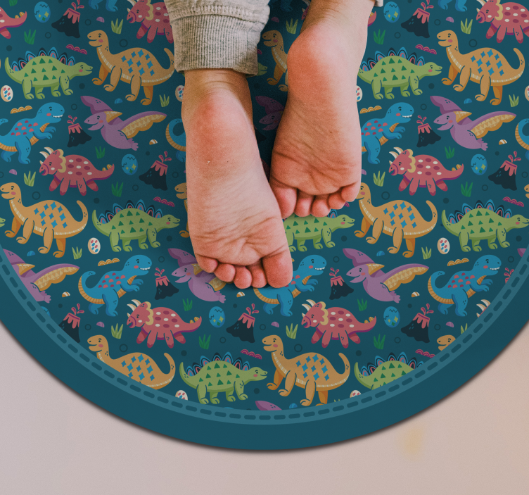 어린 이용 비닐 카펫 공룡 원형 패턴 - TenStickers