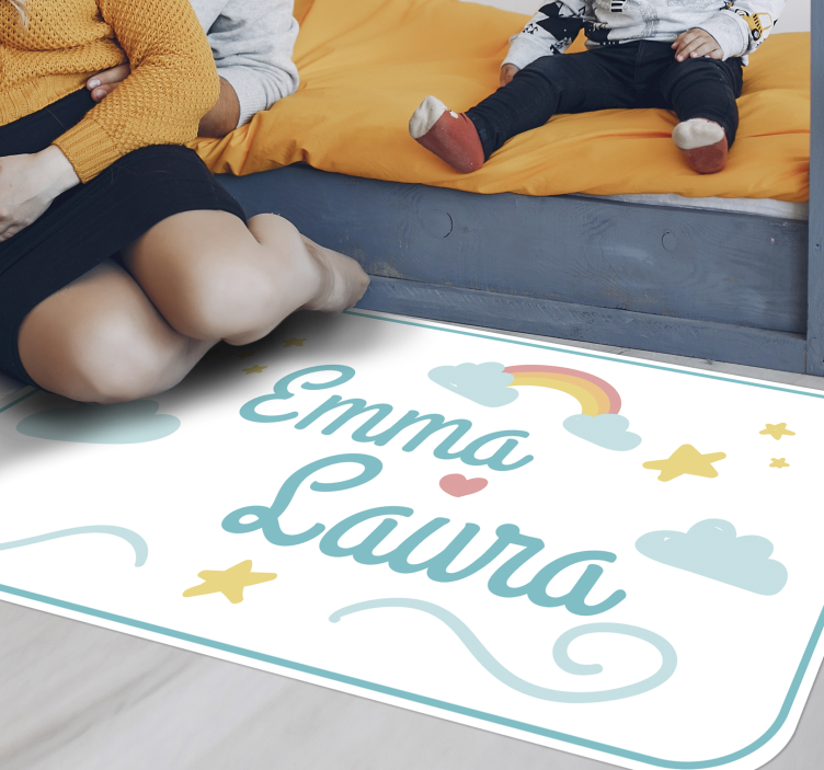 어린 이용 비닐 카펫 무지개 더블 네임 - TenStickers