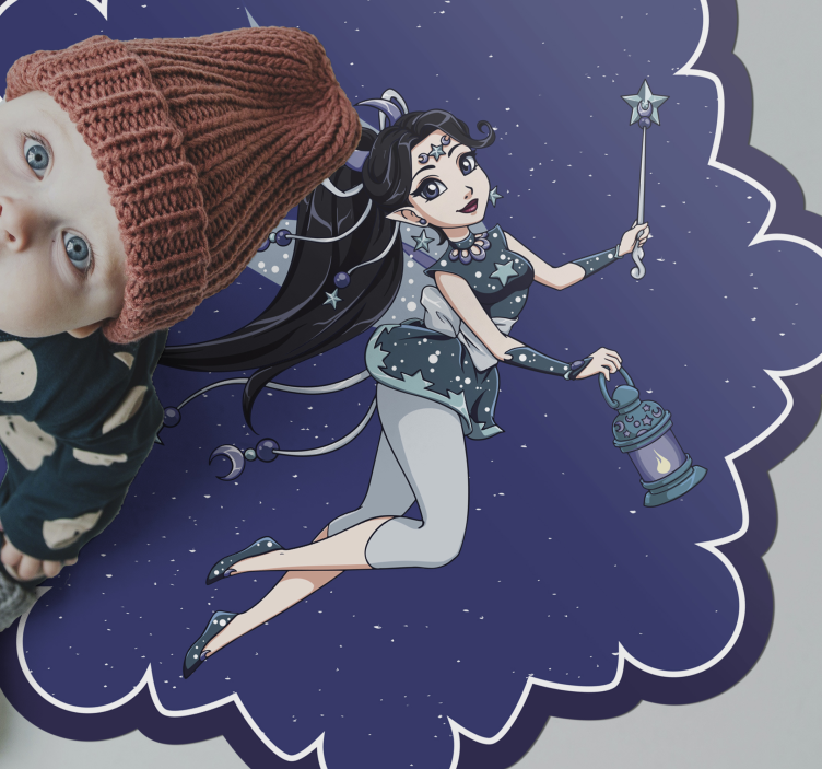 어린 이용 비닐 카펫 요정의 밤하늘 - TenStickers