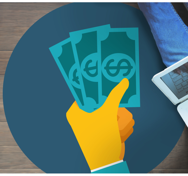 어린 이용 비닐 카펫 현금을 쥐고 있는 손 - TenStickers