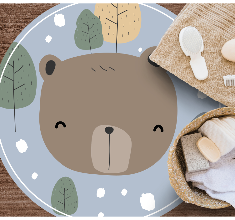 어린 이용 비닐 카펫 행복한 곰 얼굴 - TenStickers