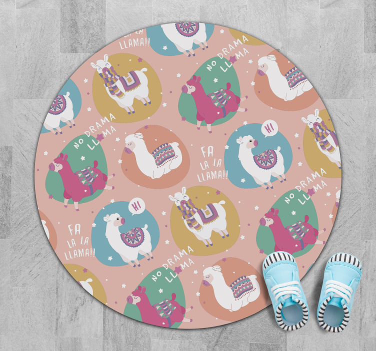 어린 이용 비닐 카펫 활기찬 라마 서클 - TenStickers