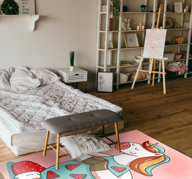 어린 이용 비닐 카펫 명상하는 유니콘 - TenStickers