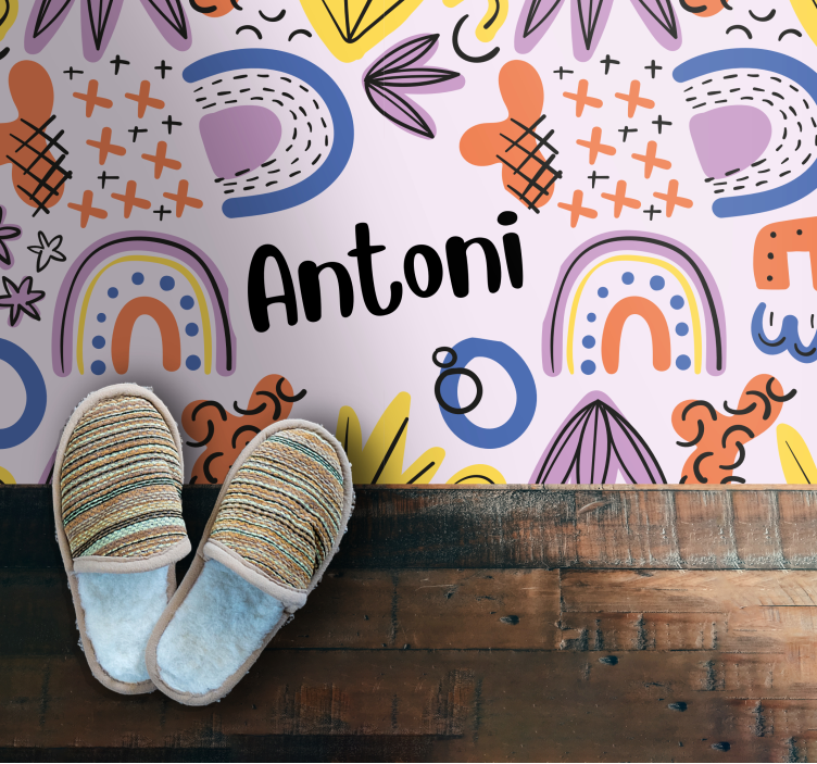 어린 이용 비닐 카펫 북유럽 기하학 이름 포함 - TenStickers