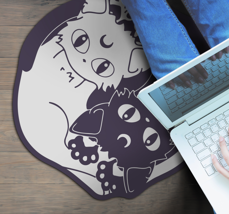 어린 이용 비닐 카펫 장난기 많은 고양이 듀오 - TenStickers