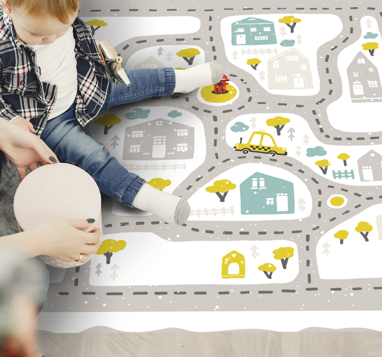 어린 이용 비닐 카펫 유쾌한 마을 트랙 - TenStickers