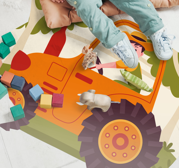 어린 이용 비닐 카펫 장난스러운 트랙터 이미지 - TenStickers