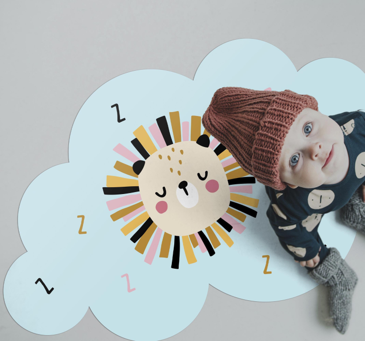 어린 이용 비닐 카펫 졸린 사자 구름 - TenStickers