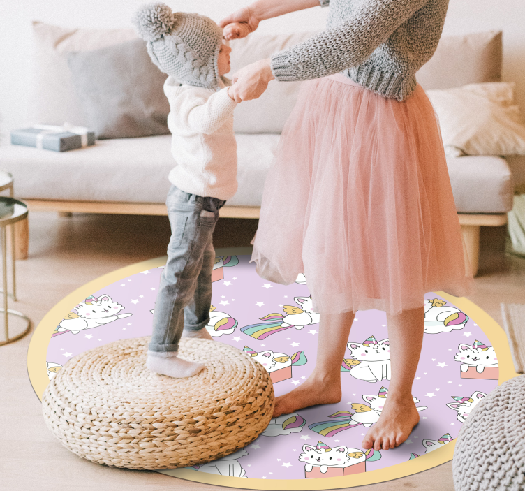 어린 이용 비닐 카펫 유니콘 고양이 모험 - TenStickers