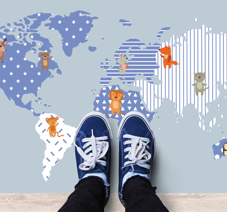 어린 이용 비닐 카펫 세계지도 모험 - TenStickers