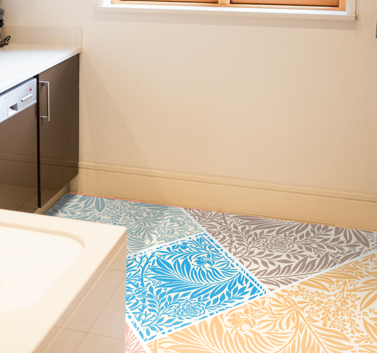 비닐 주방 카펫 꽃 패치워크 디자인 - TenStickers