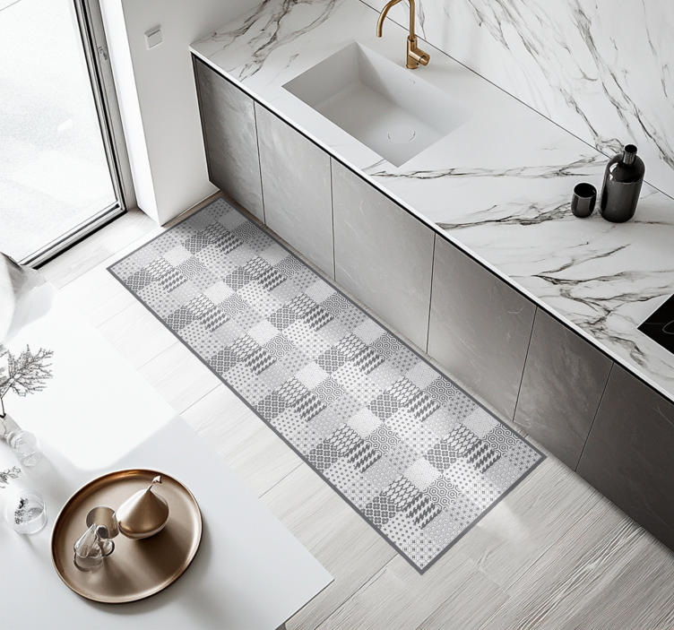 비닐 주방 카펫 기하학적 타일 효과 - TenStickers