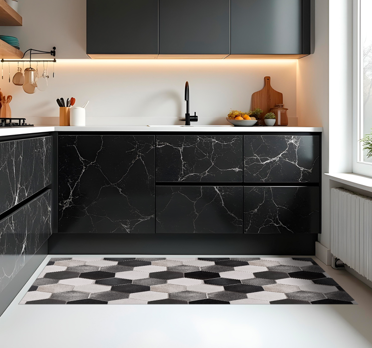 비닐 주방 카펫 회색 육각형 - TenStickers