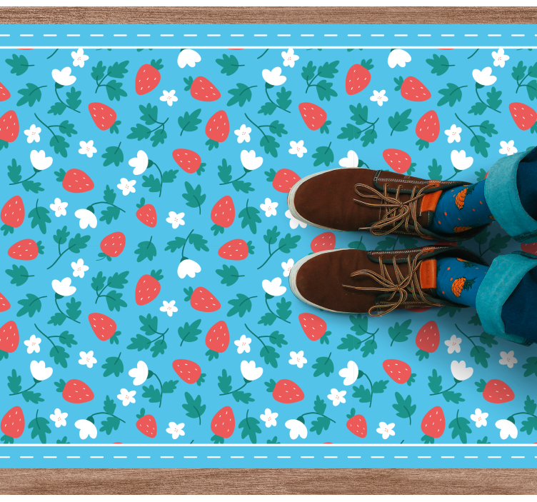 비닐 주방 카펫 딸기 꽃무늬 - TenStickers