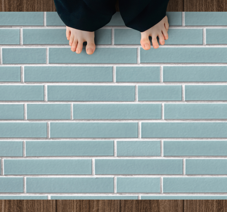 라이트 블루 벽돌 패턴 결 카펫 - TenStickers