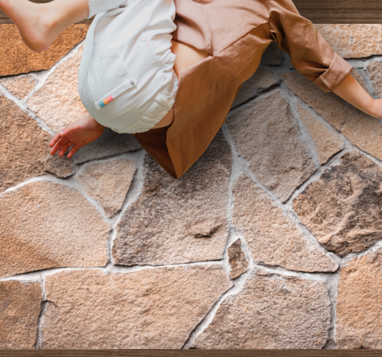 연한 갈색 불규칙한 돌 질감 카펫 - TenStickers