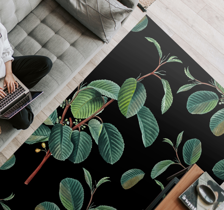 거실용 비닐 깔개 화려한 잎사귀 무늬 - TenStickers