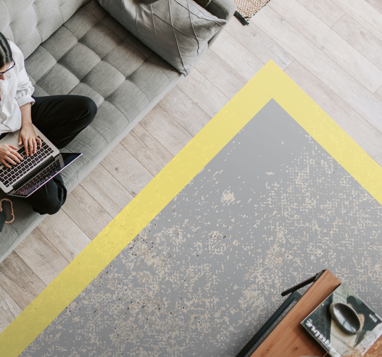 거실용 비닐 깔개 노란색 테두리 - TenStickers