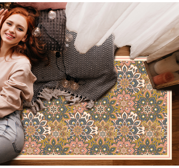 만다라 비닐 카펫 식물 문양의 세련미 - TenStickers