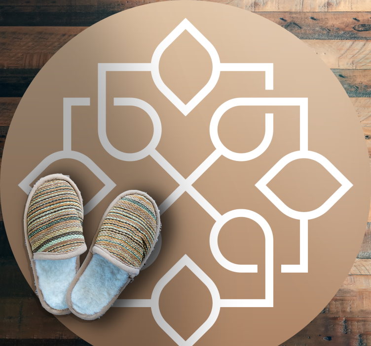 만다라 비닐 카펫 갈색과 흰색 모티브 - TenStickers