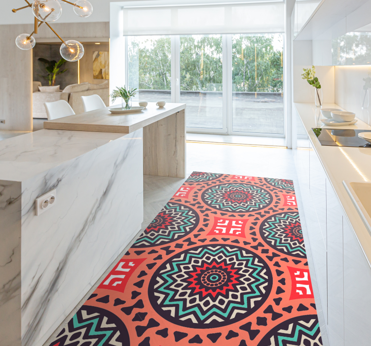 만다라 비닐 카펫 기하학적 메달리온 패턴 - TenStickers