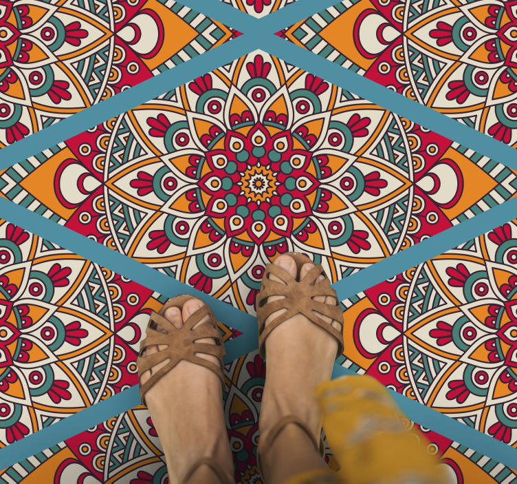 만다라 비닐 카펫 생동감 넘치는 다채로운 컨셉 - TenStickers