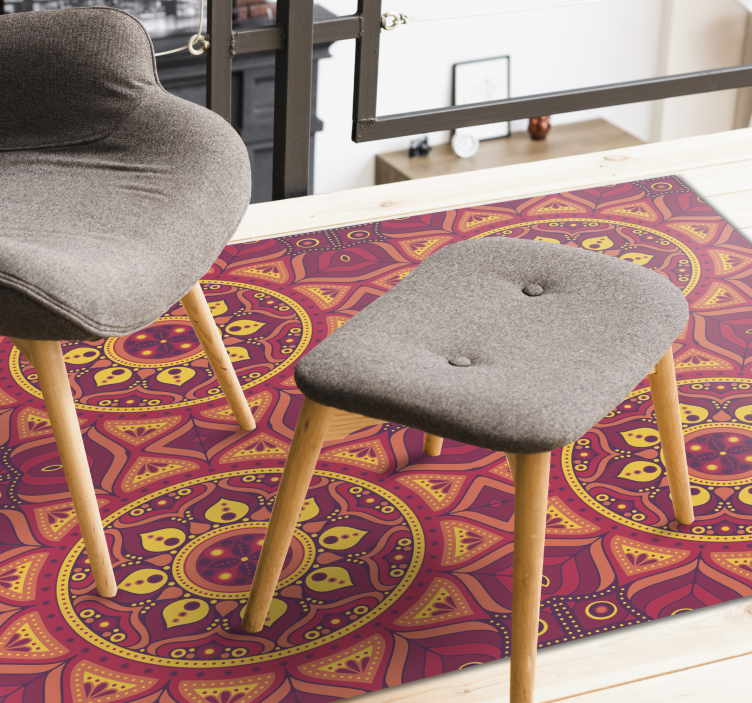 만다라 비닐 카펫 만다라에서 영감을 받은 대칭 - TenStickers