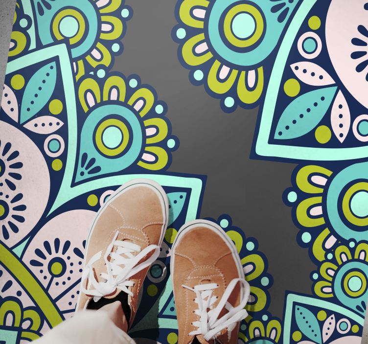 만다라 비닐 카펫 생동감 넘치는 식물 모티프 - TenStickers