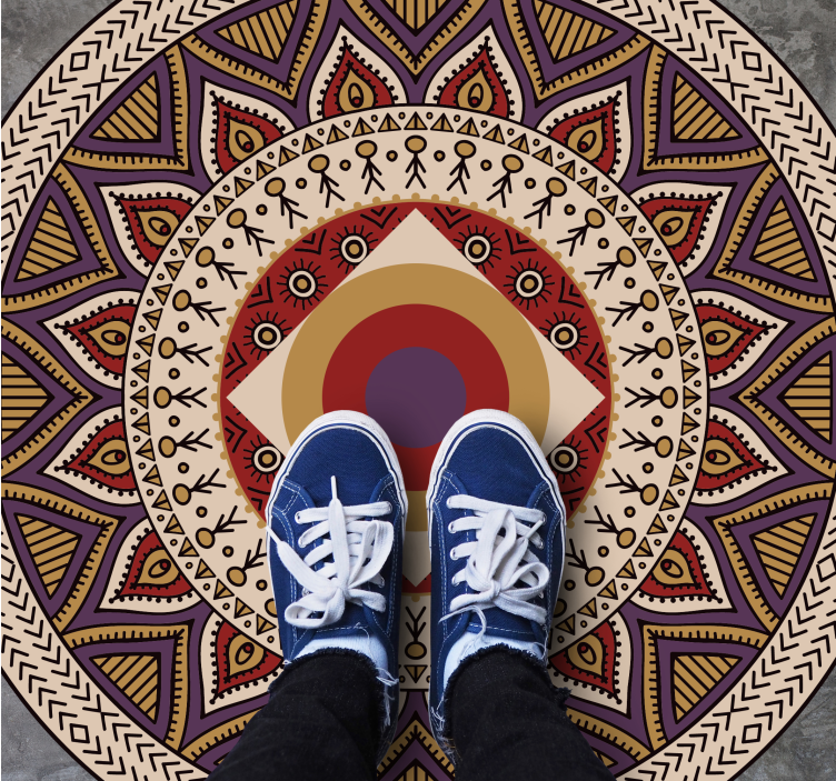 만다라 비닐 카펫 생동감 있는 원형 패턴 - TenStickers