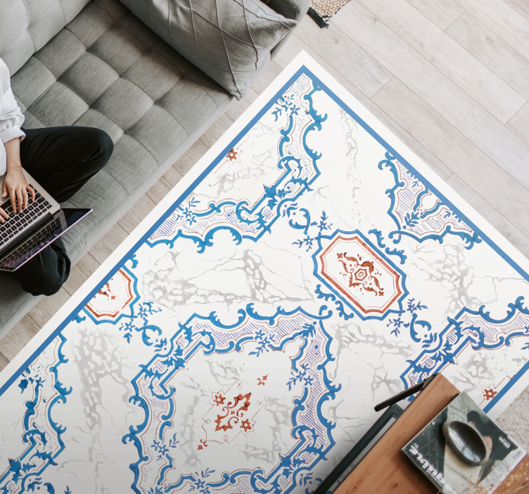 대리석 비닐 러그 우아한 파란색 패턴 - TenStickers