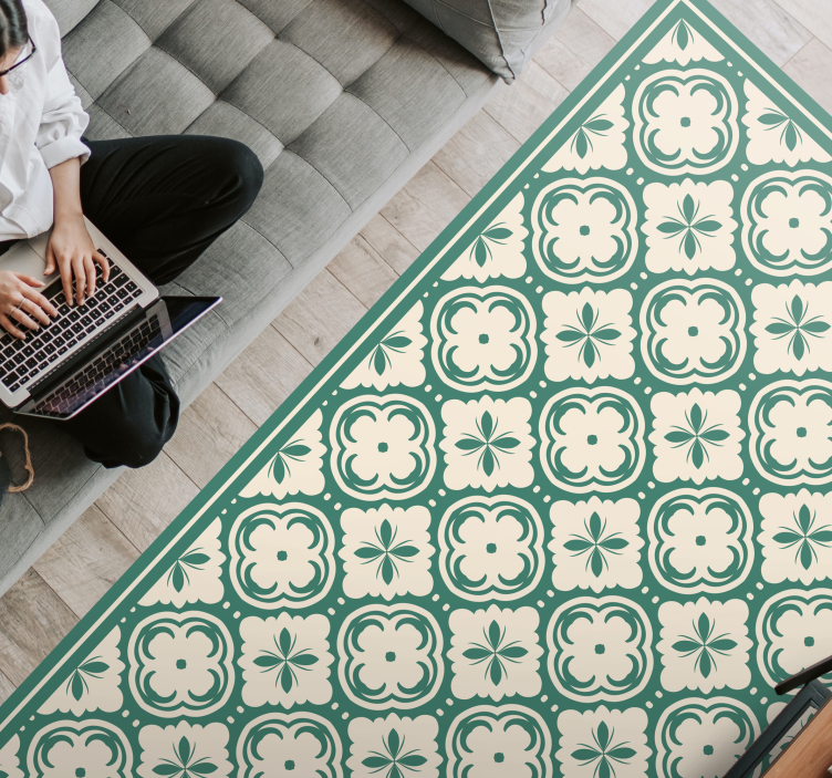 대리석 비닐 러그 우아한 꽃 요소 - TenStickers