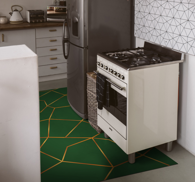 대리석 비닐 러그 초록색 기하학 패턴 - TenStickers