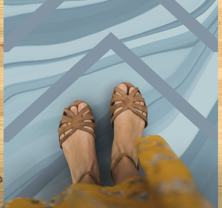 대리석 비닐 러그 세련된 블루 웨이브 - TenStickers