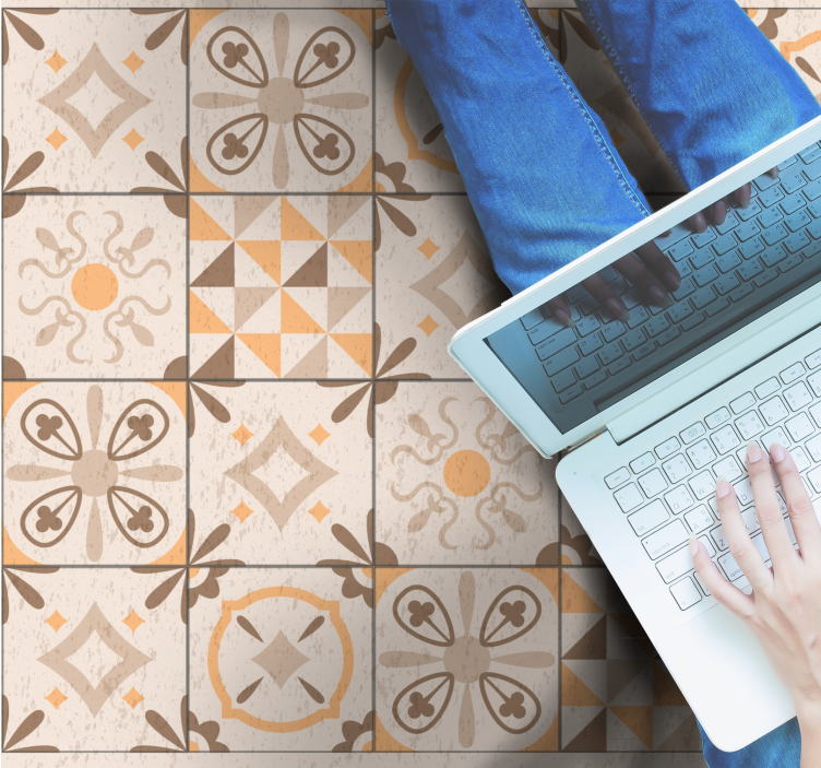 대리석 비닐 러그 빈티지 타일 무늬 - TenStickers