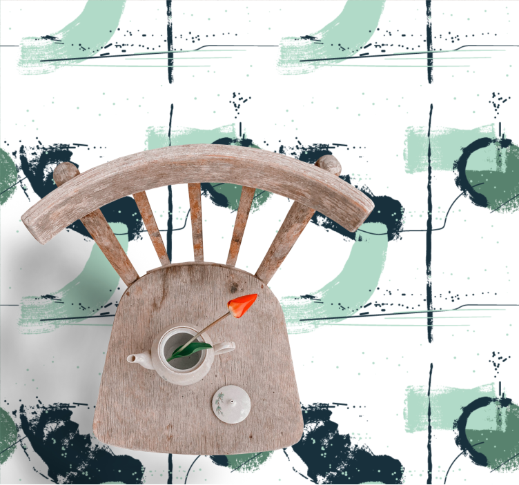 미니멀리스트 효과 비닐 카펫 추상적인 초록색 선들 - TenStickers