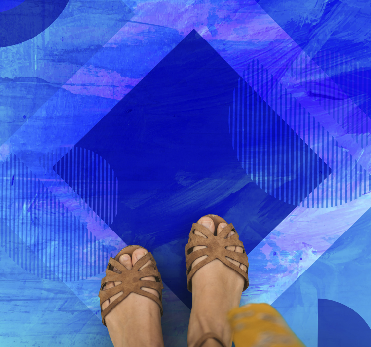 미니멀리스트 효과 비닐 카펫 블루 기하학 무늬 - TenStickers