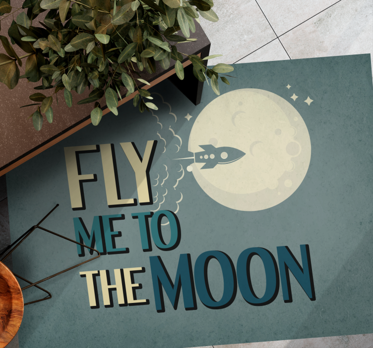 미니멀리스트 효과 비닐 카펫 달로 가는 로켓 - TenStickers