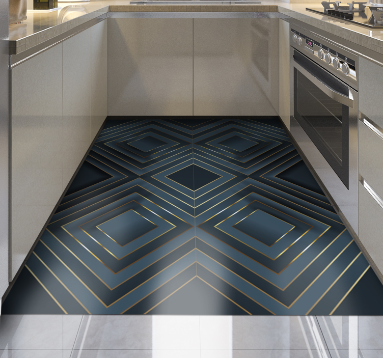 모던 효과 비닐 카펫 검은색 테두리 사각형 - TenStickers