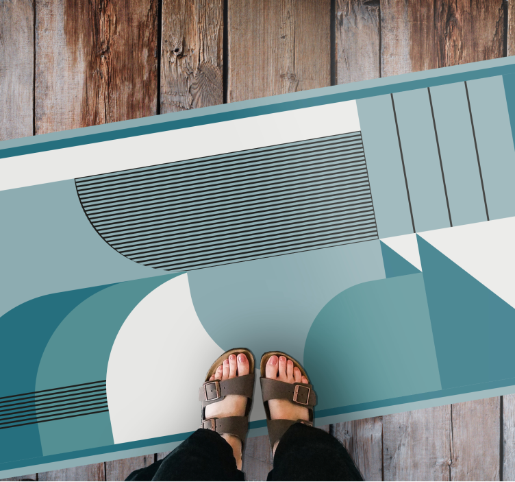 모던 효과 비닐 카펫 파란 추상 기하학 패턴 - TenStickers