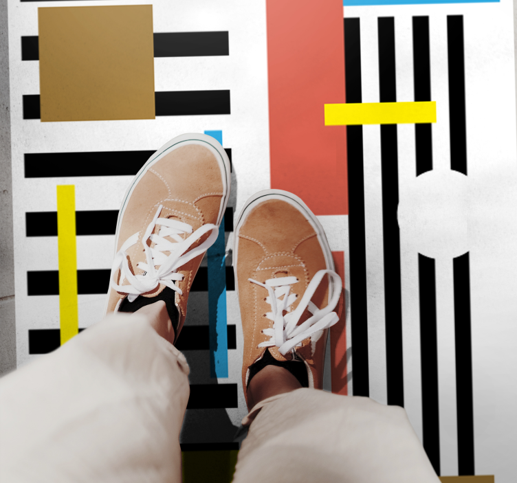 모던 효과 비닐 카펫 다채로운 스트라이프 패턴 - TenStickers