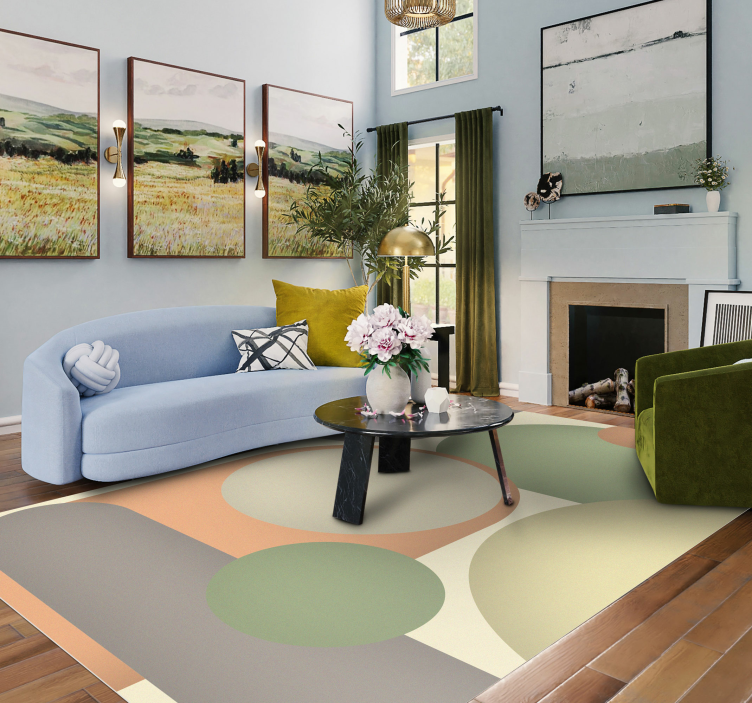 모던 효과 비닐 카펫 현대 원형 패턴 - TenStickers