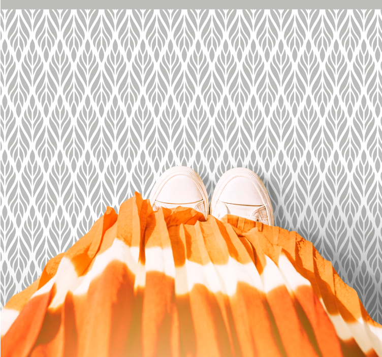 모던 효과 비닐 카펫 회색 잎 패턴 - TenStickers